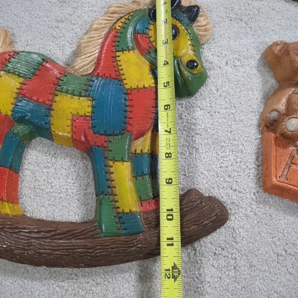 Foam Craft 1970s 2 Rocking Horses & Bear Patchwork & Clown Wall‎ Hanging Nursery